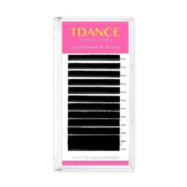 TDANCE Lash Extension Matte Black Eyelash Extension C CC D DD J B L Curl Volume & Classic Lash Extensions 0.03-0.18mm Thickness Professional Salon Use(0.07-CC,10-17 mm)