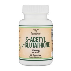 S-Acetyl L-Glutathione Capsules - 100mg, 60 Count (Acetylated Glutathione Antioxidant - More Absorbable Than Glutathione and Liposomal Glutathione, Non-GMO and Gluten Free) by Double Wood