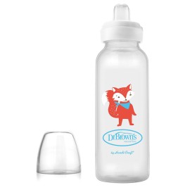 Dr. Brown\'s Milestones Narrow Sippy Bottle, 100% Silicone Soft Sippy Spout, 8oz/250mL, 6m+, Fox