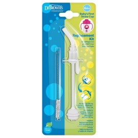 Dr. Brown\'s Baby\'s First Straw Cup Straw Replacement Kit with One Straw and One Cleaning Brush, BPA Free