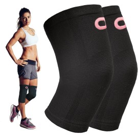 Crucial Compression Knee Sleeve (1 Pair) - Best Knee Braces for Knee Pain for Men & Women - Non-Slip Knee Support for Running, Weightlifting, Basketball, Gym, Workout, Sports