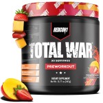REDCON1 Total War Pre Workout, Strawberry Mango - L Citrulline, Malic Acid, Green Tea Leaf Extract for Pump Boosting Pre Workout for Women & Men - 3.2g Beta Alanine to Reduce Exhaustion, 30 Servings