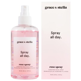 grace & stella Award Winning Rose Water Facial Spray (240ml) - Vegan - Rose Water Spray for Face - Rosewater Spray Toner Rose Hydrosol - Rose Spray Facial Mist - Rosewater Spray Toner Rose Hydrosol