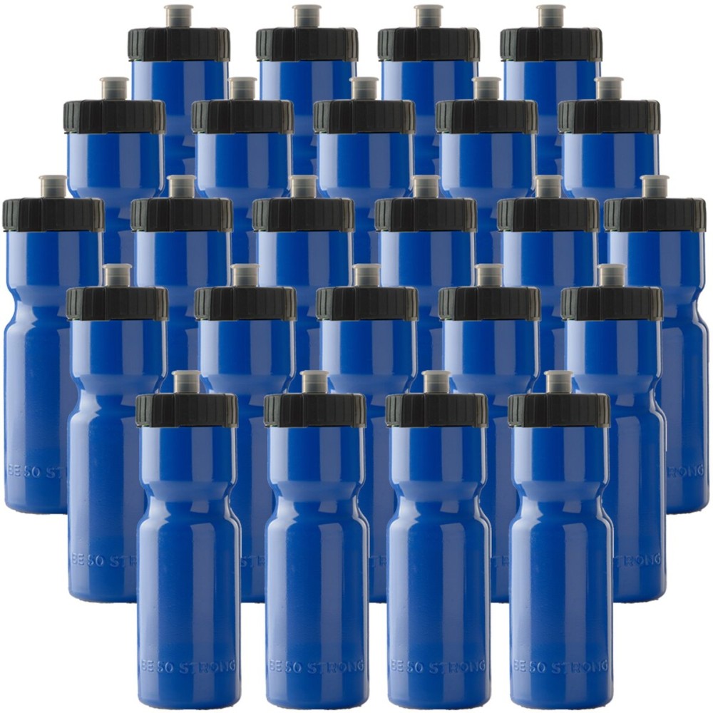 50 Strong Bulk Water Bottles 24-Pack - 22 oz BPA-Free Sports Bottles with Easy-Open Pull Top Cap - Made in USA - Reusable & Top Rack Dishwasher Safe Brand