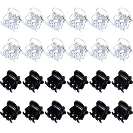 HOTOP 24 Pcs Small Mini Hair Clips Tiny Hair Claw Clips, Small Hairs Clamps Non Slip Tiny Plastic Jaw Clip(Black, Clear)