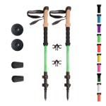 Montem Ultra Strong Trekking, Walking, and Hiking Poles - One Pair (2 Poles) - Collapsible, Lightweight, Quick Locking, Weather-Resistant and Ultra Durable (Green (EVA Foam Grip))