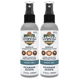 Ranger Ready Repellents Picaridin 20% Tick & Insect Repellent, Night Sky Scent Deet-Free Bug Spray, Travel Size 3.4 Oz. (Pack of 2)