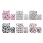 ALVA 6 Pack Cloth Diaper with 12 Inserts One Size Adjustable Washable Reusable Diaper Cover for Baby Girls and Boys