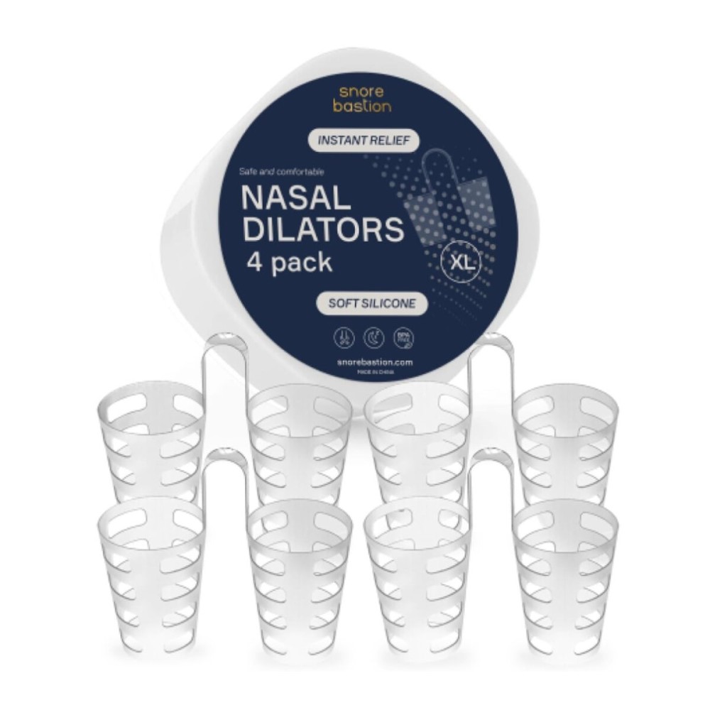 Snore Bastion Nasal Dilators for Sleeping - 4 of X-Large ONLY (XL) Soft Silicone Nasal Cones - Nostril Opener - Nasal Expander for Breathing - Nose Vents - Anti Snoring Devices