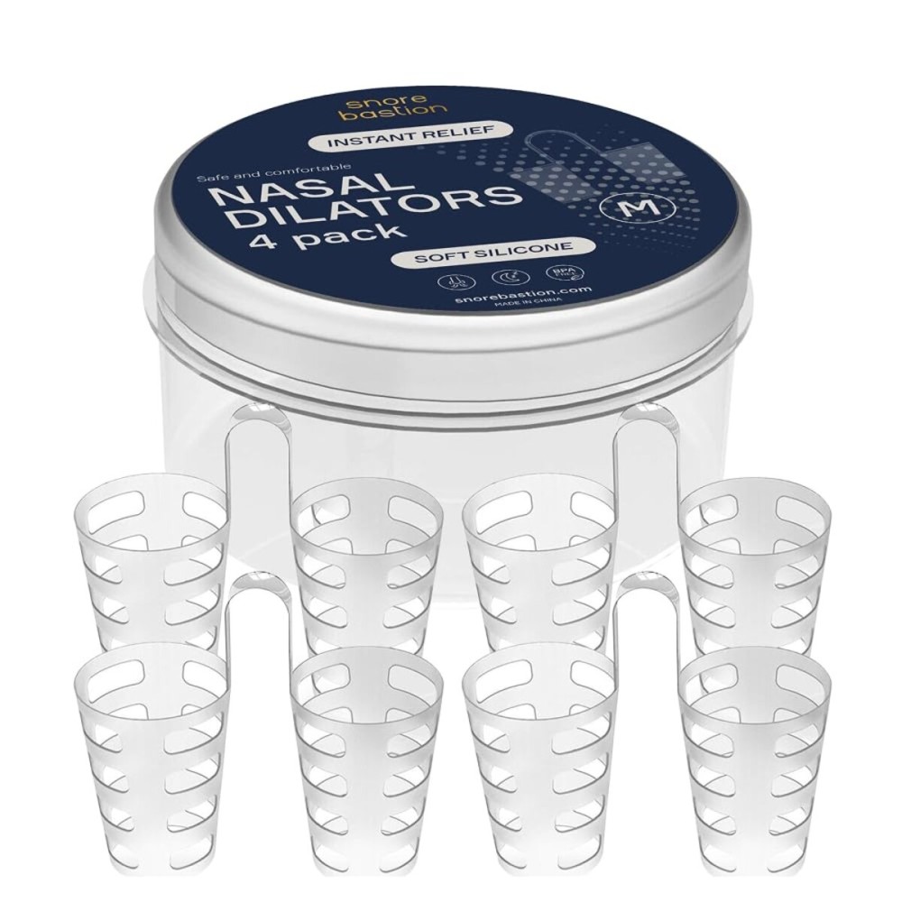 Snore Bastion Nasal Dilators for Sleeping - 4 Medium (M) Anti Snoring Nose Vents - Soft Silicone Snore Stopper - Snoring Solution - Nasal Cones to Stop Snoring