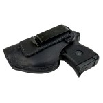 The Defender Leather IWB Holster - Made in USA - Fits Ruger LCP, LCP2, Sig P238, P290, S&W Bodyguard .380 and Most .380\'s Made in USA - Black Left Handed