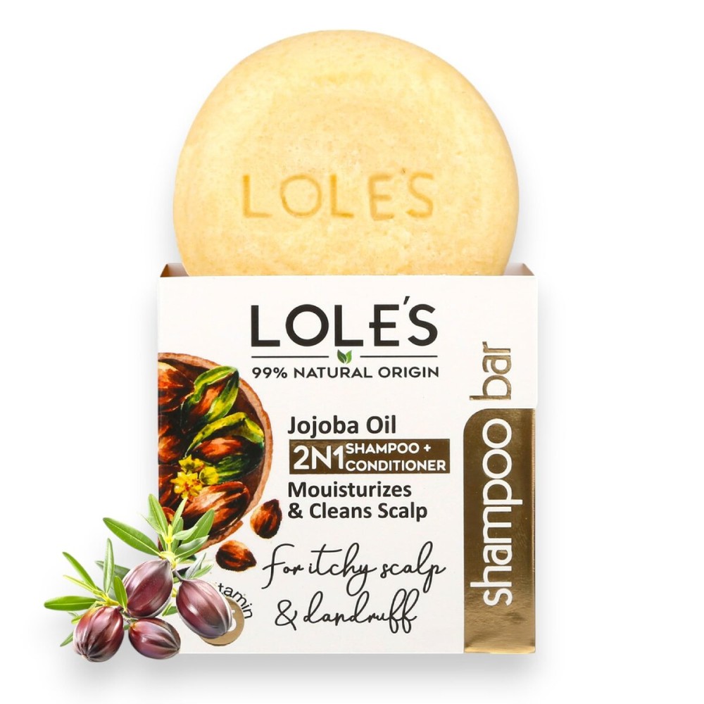 LOLE\'S Shampoo Bar and Conditioner 2in1 with Jojoba Oil for Itchy Scalp & Dandruff, Moisturizes & Cleans Scalp, Travel Shampoo, Silicone Free, 3.5Oz