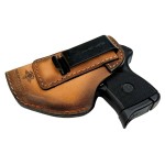 The Defender Leather IWB Holster - Made in USA - Fits Ruger LCP, LCP2, Sig P238, P290, S&W Bodyguard .380 and Most .380\'s Made in USA - Charred Oak Left Handed