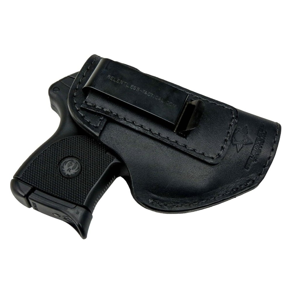 The Defender Leather IWB Holster - Made in USA - Fits Ruger LCP, LCP2, Sig P238, P290, S&W Bodyguard .380 and Most .380\'s - Made in USA - Black Right Handed