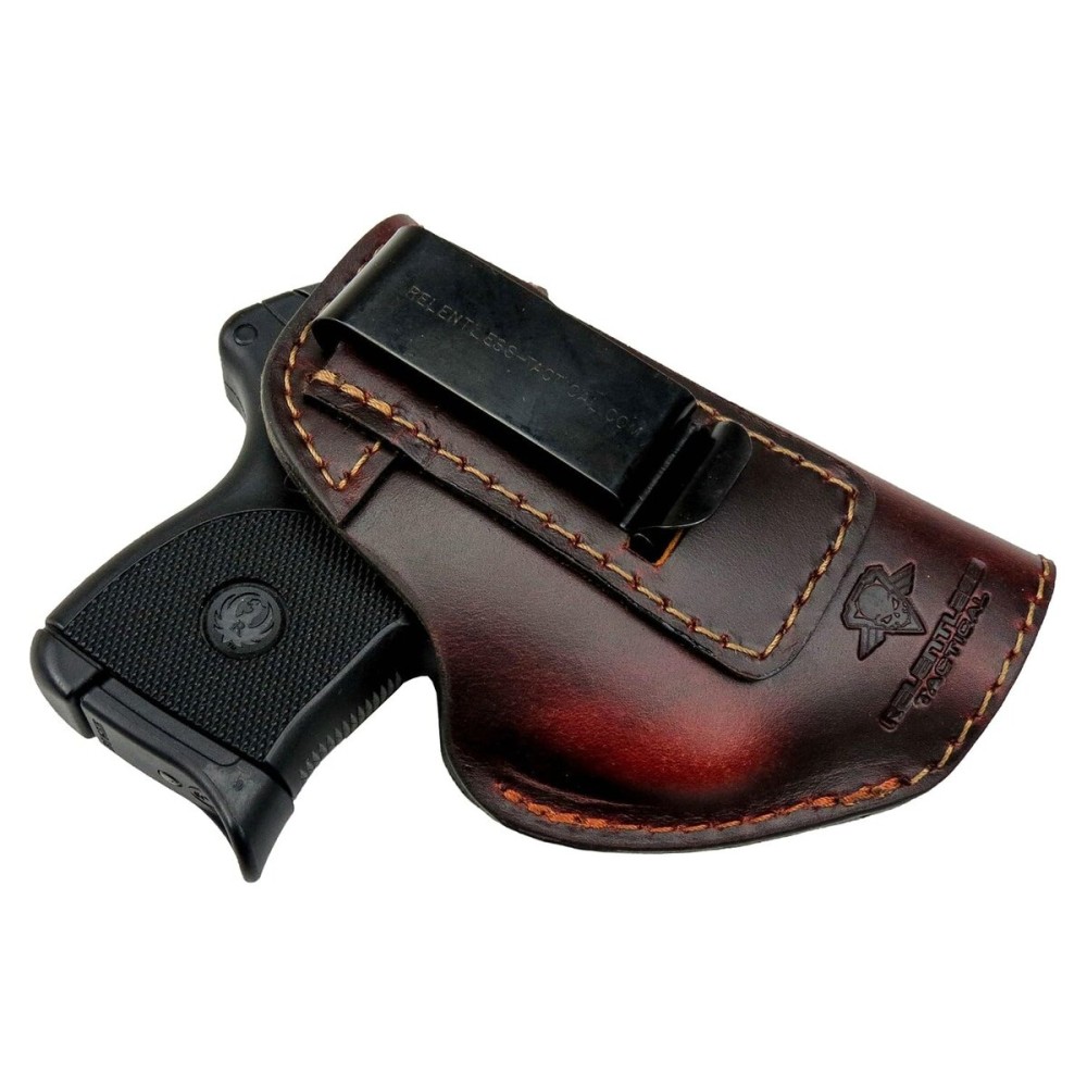 The Defender Leather IWB Holster - Made in USA - Fits Ruger LCP, LCP2, Sig P238, P290, S&W Bodyguard .380 and Most .380\'s Made in USA - Brown Right Handed
