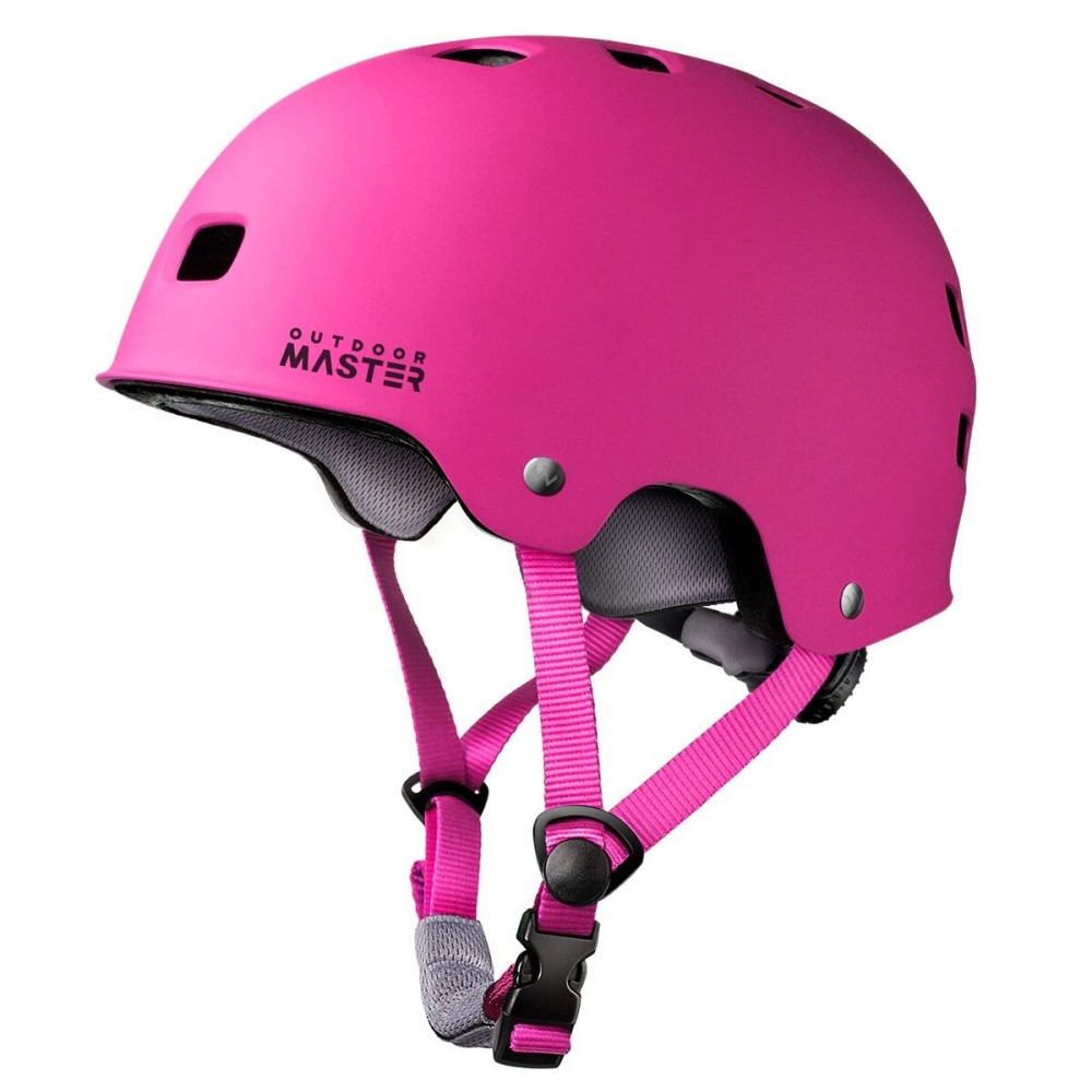 OutdoorMaster Skateboard Cycling Helmet - Two Removable Liners Ventilation Multi-Sport Scooter Roller Skate Inline Skating for Kids, Youth & Adults - L - Pink