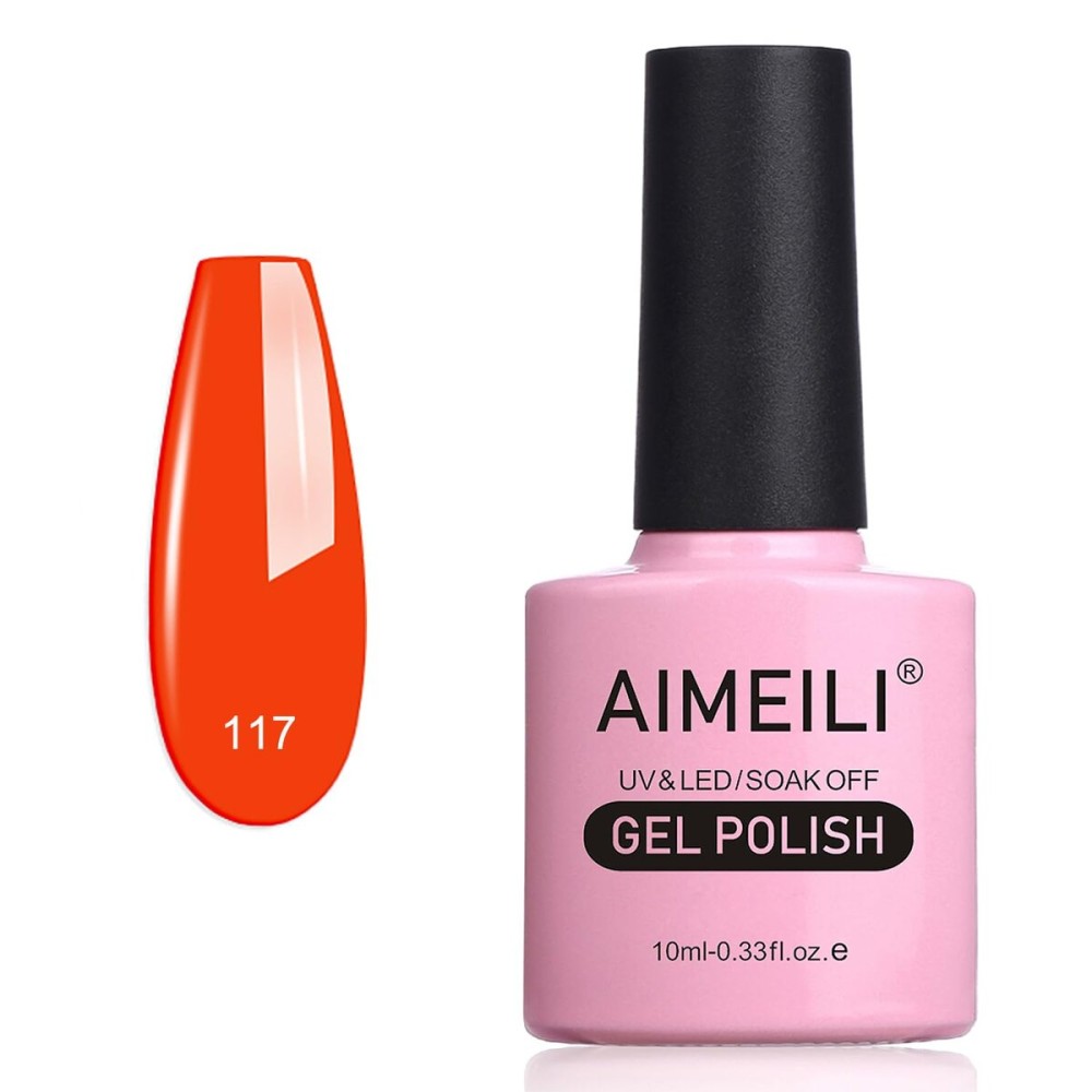 AIMEILI Soak Off U V LED Orange Gel Nail Polish - Lilium Pumilum Orange (117) 10ml