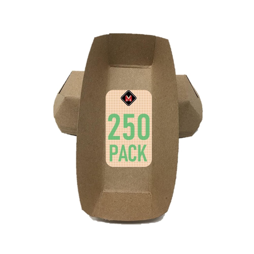 Mr Miracle 7 Inch Paper Hot Dog Tray in Kraft Paper. Pack of 250. Disposable, Recyclable and Fully Biodegradable. Made in USA