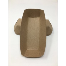 Mr Miracle 7 Inch Paper Hot Dog Tray in Kraft Paper. Pack of 25. Disposable, Recyclable and Fully Biodegradable. Made in USA
