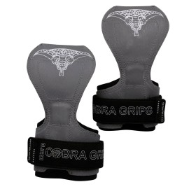Cobra Grips PRO Weight Lifting Gloves Heavy Duty Straps Alternative Power Lifting Hooks Best for Deadlifts Adjustable Neoprene Padded Wrist Wraps Support Bodybuilding (PRO Gray Rubber)