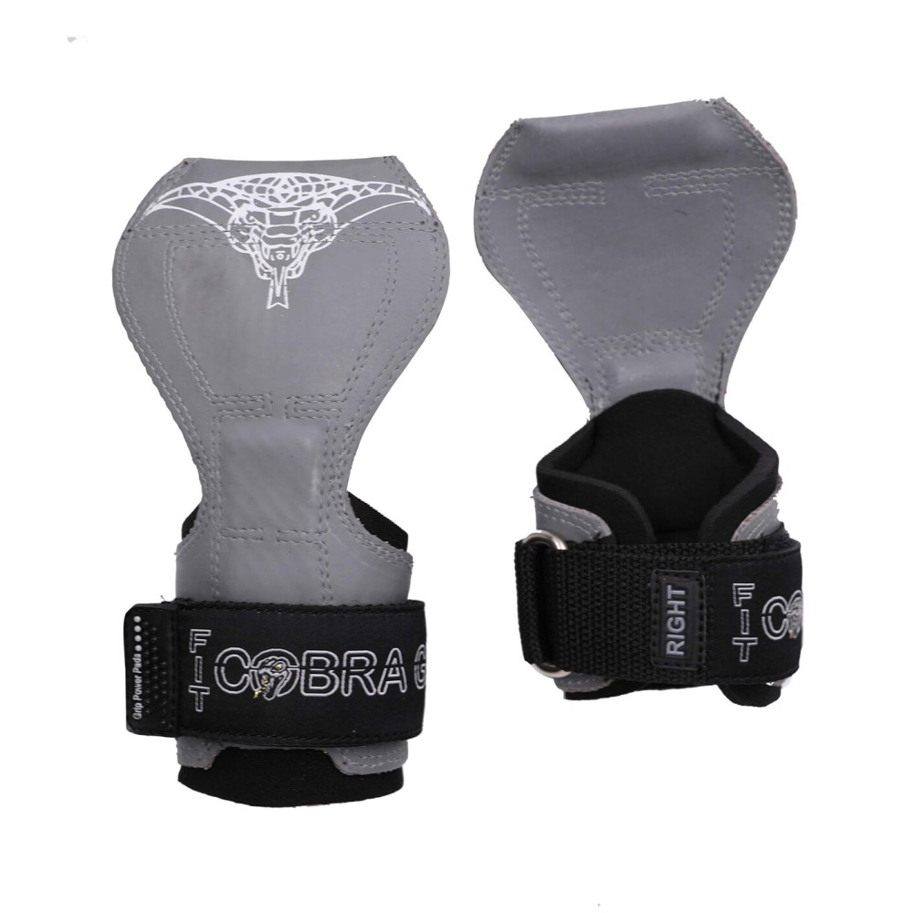 Cobra Grips PRO Weight Lifting Gloves Heavy Duty Straps Alternative Power Lifting Hooks Best for Deadlifts Adjustable Neoprene Padded Wrist Wraps Support Bodybuilding (FIT Gray Rubber)