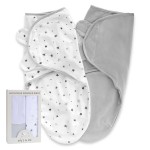 Ely\'s & Co. Adjustable Swaddles for Newborn, Baby Swaddles 0-3 Months, Swaddle Sack for Baby Girl/Boy, 2 Pack (Grey Star)