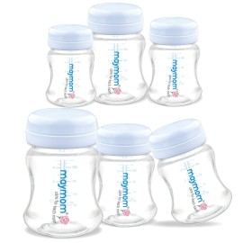 Maymom Wide-Mouth Milk Storage Collection Bottle with Travel Cap and Sealing Ring ; Can Replace Spectra S1 S2 Avent Natural Avent Classic Bottles (6pc 4.7Oz/140mL)