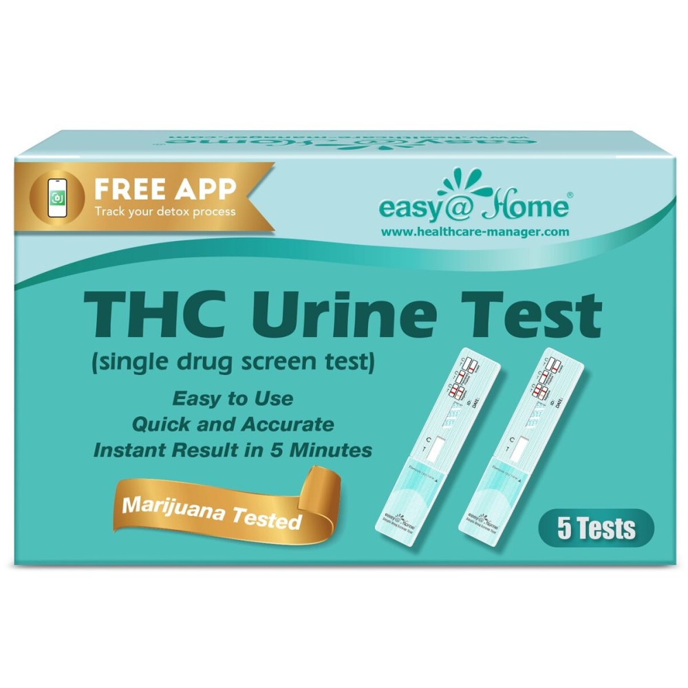 EasyHome THC Drug Test Kit [5 Pack] - Marijuana Urine Drug Tests, Home Use Weed Detox 50ng/ml Cutoff Level Testing Kits, Single Panel THC Screening for Urine, EDTH-114