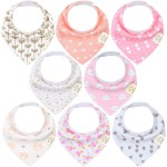KeaBabies 8-Pack Organic Baby Bandana Bibs for Girls - Super Absorbent Triangle Baby Bibs for Drooling and Teething Infant, 100% Cotton Extra Soft for Newborn, Infant 0-36 Months (Pink Dreams)
