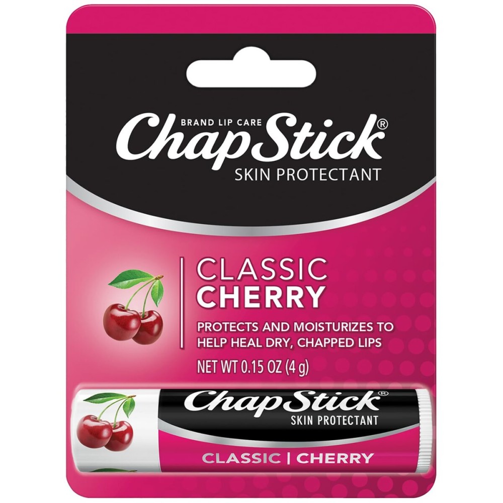 ChapStick Classic Cherry Lip Balm -Fruity & Sweet Lip Moisturizer for Dry Lips, 0.15 Oz Ea
