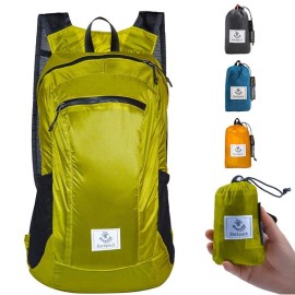 4Monster Hiking Daypack,Water Resistant Lightweight Packable Backpack for Travel Camping Outdoor (Yellow green, 24L)