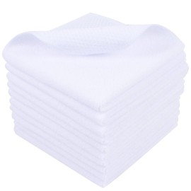 SINLAND Wholesale Microfiber Dish Cloth Best Kitchen Cloths Cleaning Cloths with Poly Scour Side 12Inchx12Inch 10 Pack White