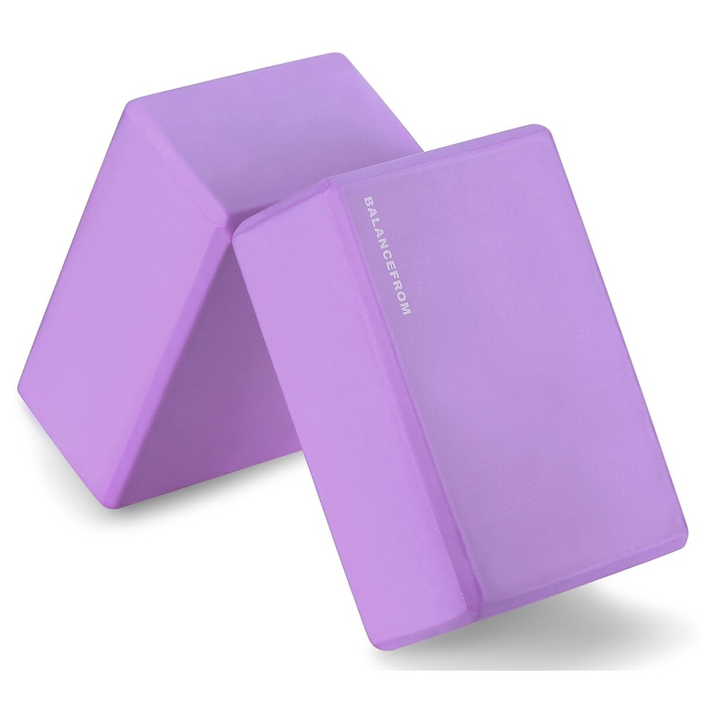 Fitvids Set of 2 High Density Yoga Blocks, 9x6x4 Each, Pair (Purple)