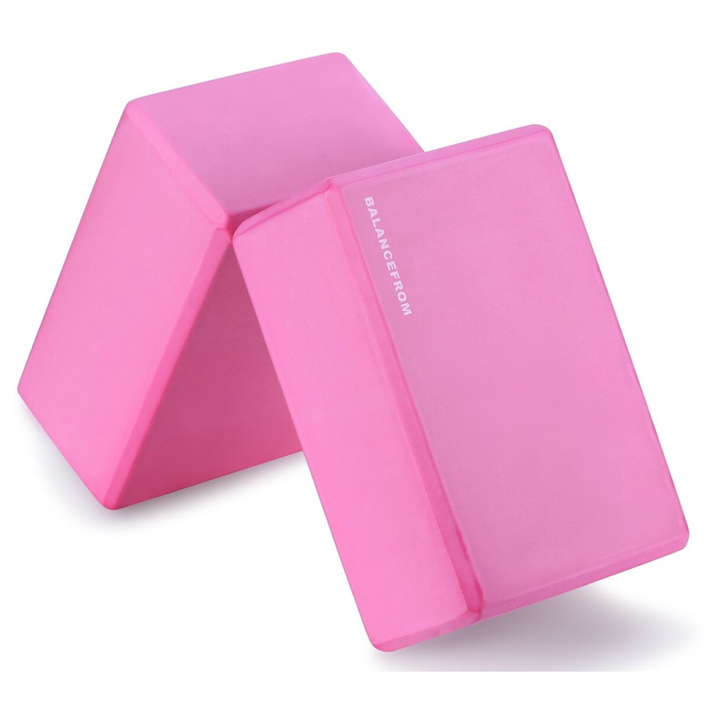 Fitvids Set of 2 High Density Yoga Blocks, 9x6x4 Each, Pair (Pink)