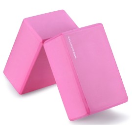 Fitvids Set of 2 High Density Yoga Blocks, 9x6x4 Each, Pair (Pink)
