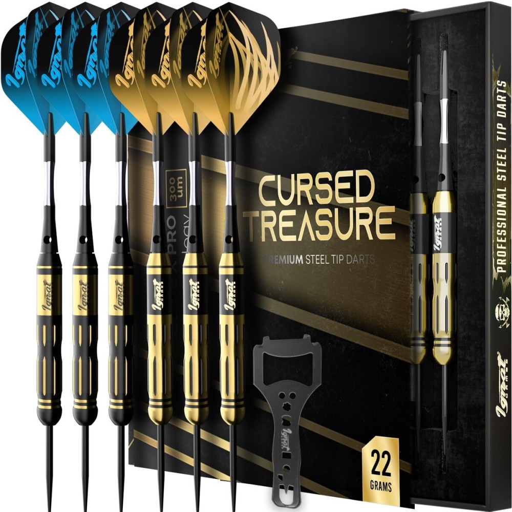 IgnatGames Premium Steel Tip Darts - 3/6/12 Pack Brass Barrels with Aluminum Shafts, 16 GlideXPro Flight Set, Tool Kit & Giftable Case