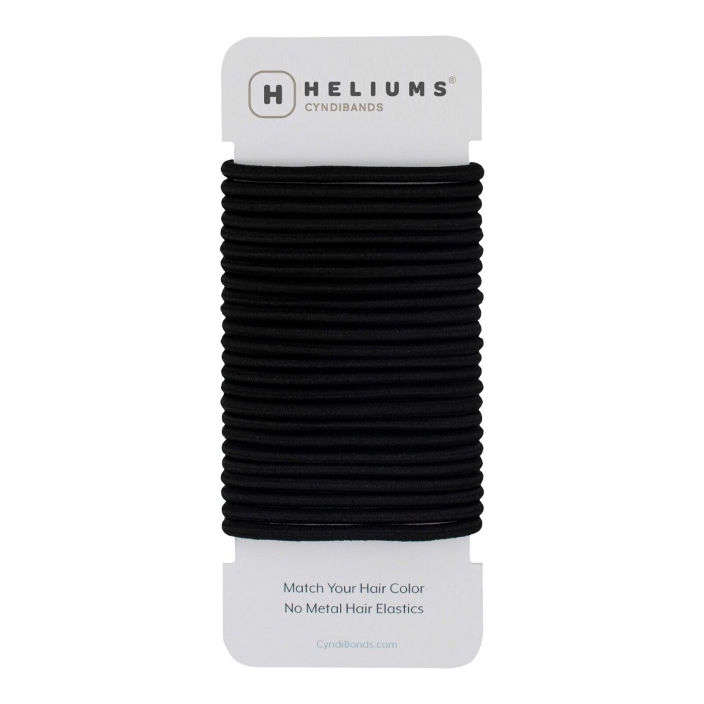 Cyndibands Elastic Hair Ties - Black - No Damage 4mm Ponytail Holders for Women & Kids, 24-Pack Hair Elastics in Neutral Colors