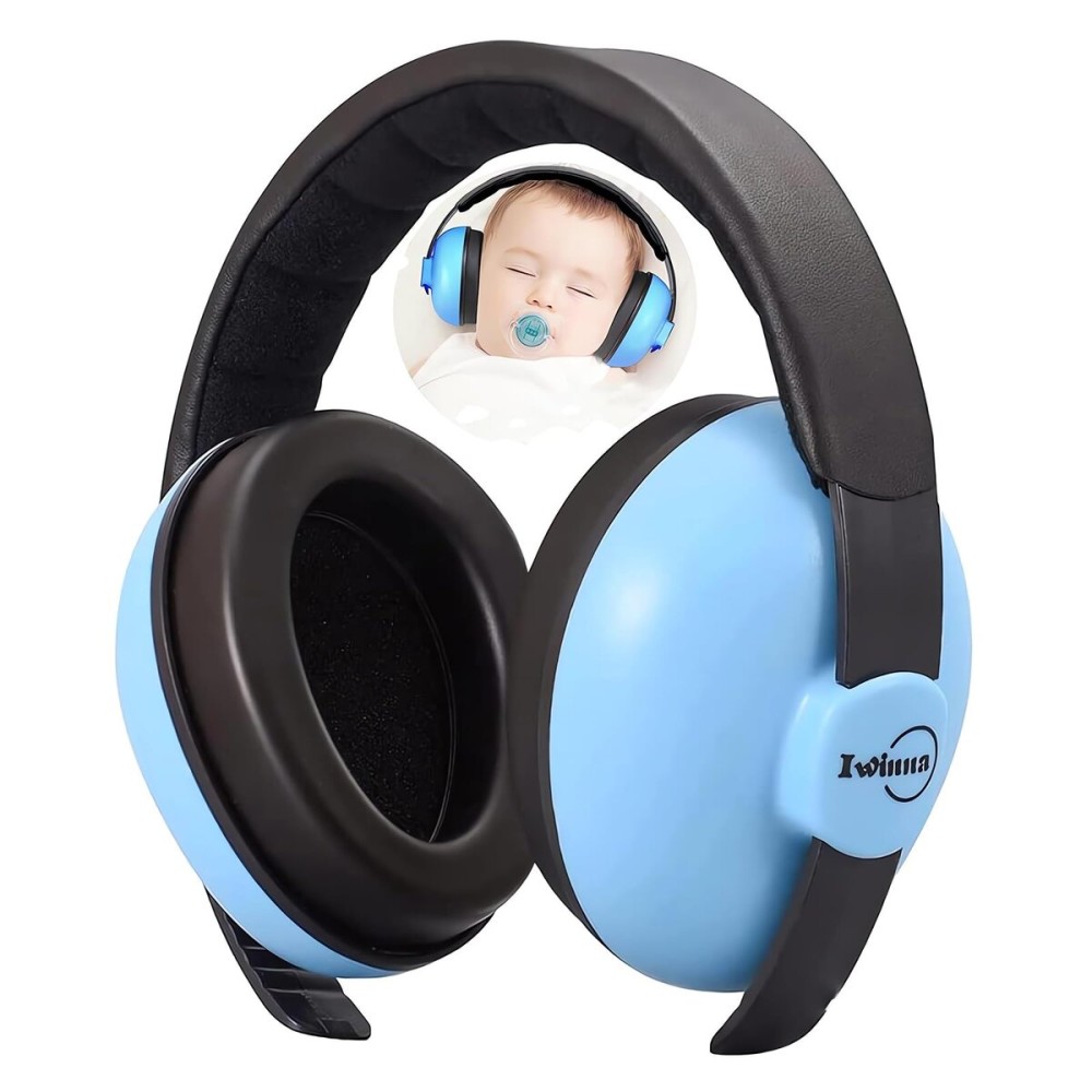 Iwinna Baby Noise Cancelling Headphones Infant Ear Protection Comfortable Noise Reduction Ear Muffs for Babies Toddler 1 Months to 2 Years, Blue