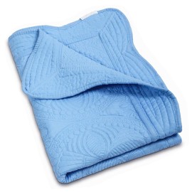 MONOBLANKS Baby Quilt Personlized Monogram Lightweight Embossed Scalloped Throw Blanket Four Seasons (Blue)
