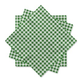 Gatherfun Disposable Napkins Paper, Green Plaid for Saint Patrick\'s Day Party (3-Ply, pack of 50)