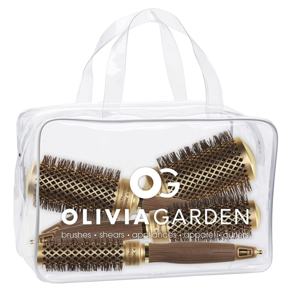 Olivia Garden NanoThermic Ceramic + Ion Round Thermal Hair Brush - Not Electrical - Professional Blowout Brush for Normal to Thick Hair - 1 to 2 1/8 - Diameter Barrel - NT-54, 44, 34, 24