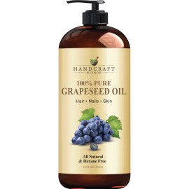 Handcraft Blends Grapeseed Oil - Cold-Pressed 16 Fl Oz - 100% Pure and Natural - Premium Grade Carrier Oil for Skin and Hair - Hair and Body - Massage - Hexane-Free