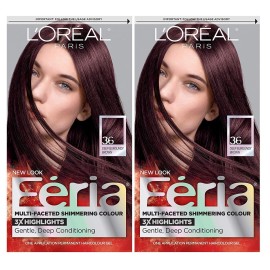 L\'Oreal Paris Feria Multi-Faceted Shimmering Permanent Hair Color, Chocolate Cherry, Hair Dye Kit, Pack of 2