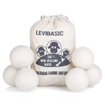 LEVIBASIC Wool Dryer Balls 6 Pack XL, 3 Genuine New Zealand Wool to Core, 100% Organic Fabric Softener Alternative, Baby Safe & Chemical Free, Reduce Wrinkles & Shorten Drying Time (White-6pcs)
