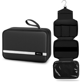 Maliton Toiletry Bag for Men & Women Travel Toiletry Bag Hanging Toiletry Bag Hygiene Organizer with 4 Compartments Waterproof Bathroom Shower Bag Large Toiletries Travel Bag(Black)