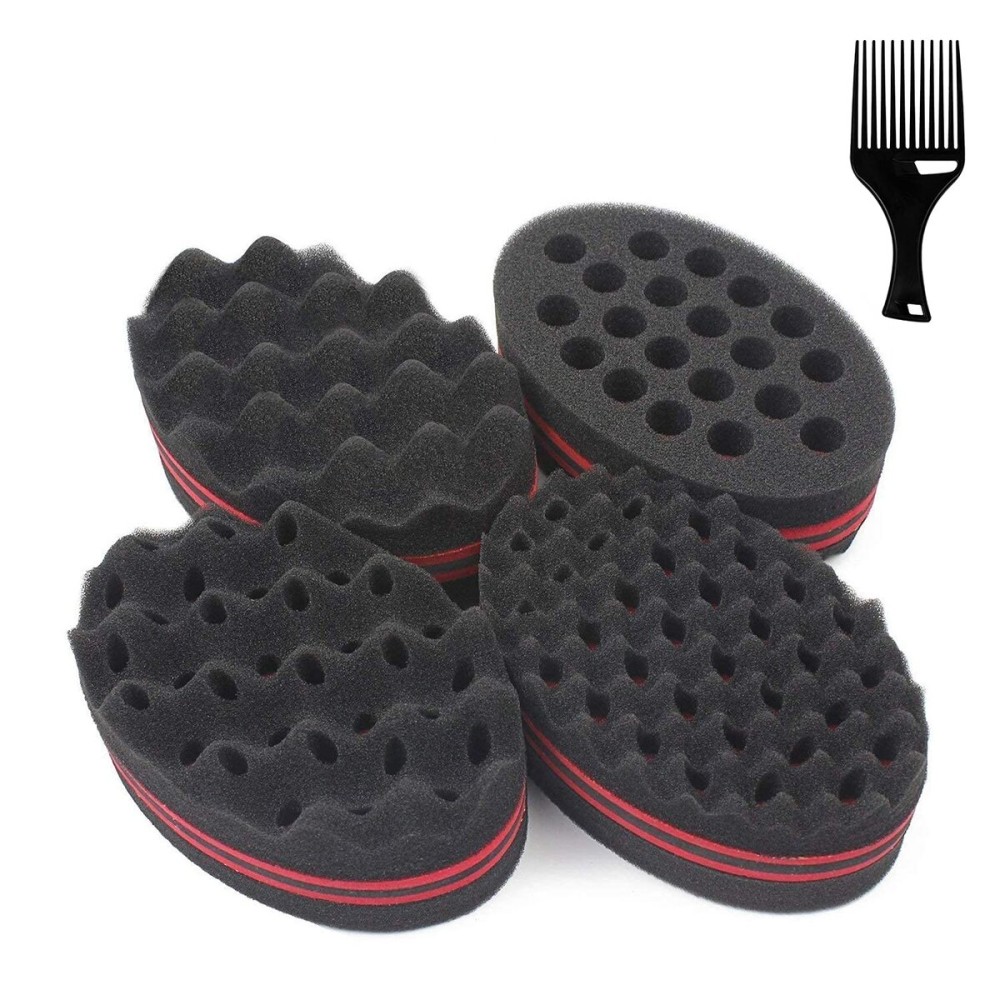 5 Pcs Curl Brush Set - Magic Twist Brush, Sponge Hair Pick for Men and Women (Blend)