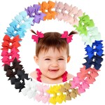 2 Baby Hair Clips Fully Lined Bows Tiny Alligator Clips for Infants and Toddlers in Pairs