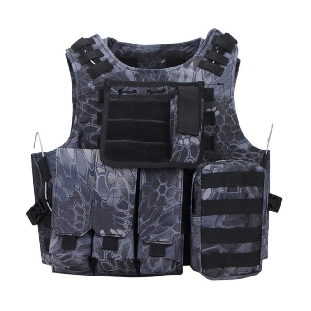 Invenko Trainning Tactical Airsoft Paintball Sports Games Shooting Cosplay Hunting Outdoor Molle Police Sequrity Guard Duty Vest (Black Python)