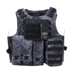 Invenko Trainning Tactical Airsoft Paintball Sports Games Shooting Cosplay Hunting Outdoor Molle Police Sequrity Guard Duty Vest (Black Python)