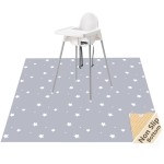 Splat Mat for Under High Chair/Arts/Crafts, WOMUMON Washable Baby Spill Mat Waterproof Anti-Slip Floor Splash Mat, Portable Play Mat and Table Cloth (Star, 51)